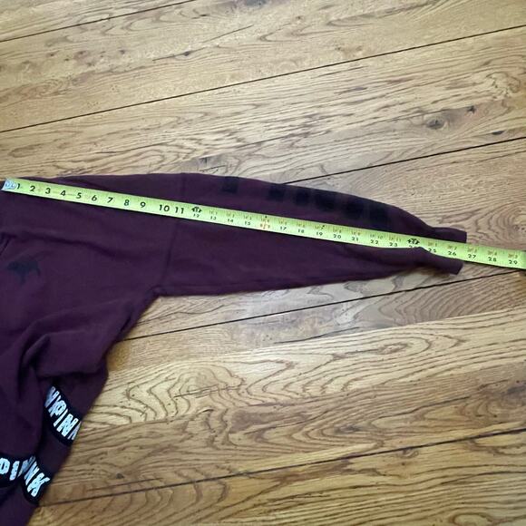 Victoria’s Secret PINK Maroon Long Sleeve Crewneck Shirt Sz S PINK Spellout - Picture 7 of 9